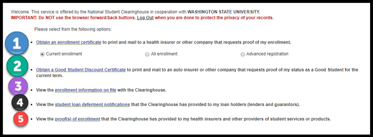 National Student Clearinghouse homepage